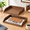 Dark Wood, variant on Dark Wood 2-Tier Stackable Wooden Letter Tray, Desk Paper Organizer for Office and Home