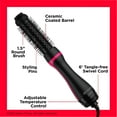 "Revlon OneStep Ceramic Hair Dryer and Volumizer Hot Air Brush Blower, 1.5"" Round, Black