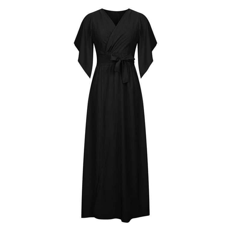 black formal summer dresses Ever-Pretty Glitter V-Neck Formal Dress for Evening Prom Cruise Journey