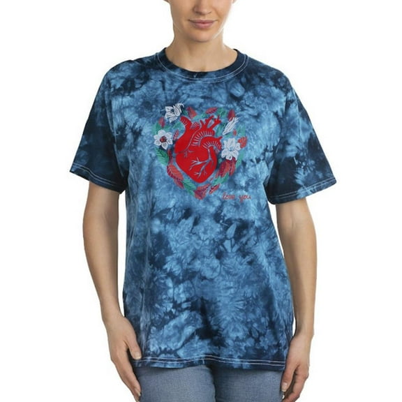 Realistic Heart W Flowers Tie Dye Crystal Women -Image by Shutterstock, Female Small