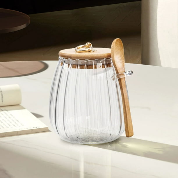 Tarro de Cristal para Guardar Té con Cuchara, Práctico Tarro de Almacenamiento Familiar.