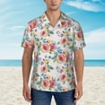 thumbnail image 2 of Pofeuu Rose Flowers Print Hawaiian Shirt for Men Sleeves Casual Button Down Summer Beach Dress Shirts T-Shirts,XX-Large, 2 of 7