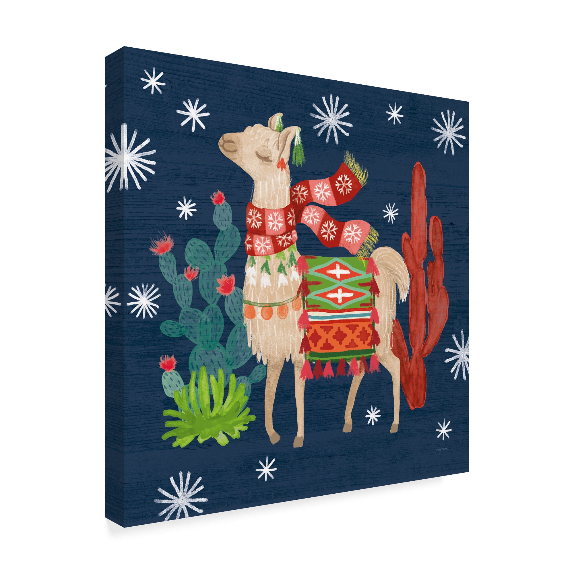 Trademark Fine Art 'Lovely Llamas IV Christmas' Canvas Art by Mary Urban
