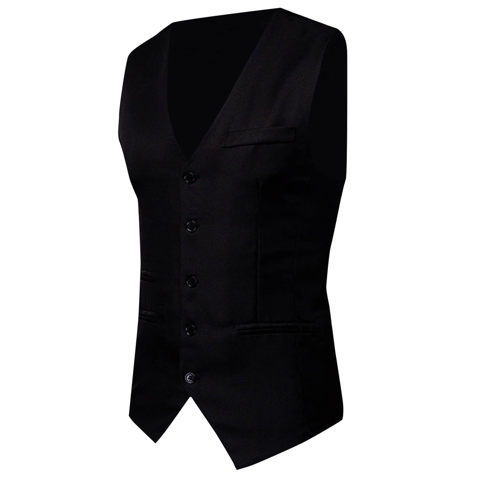 Men Vest V-Neck Sleeveless Single-breasted Slim Fit Jacket Business ...