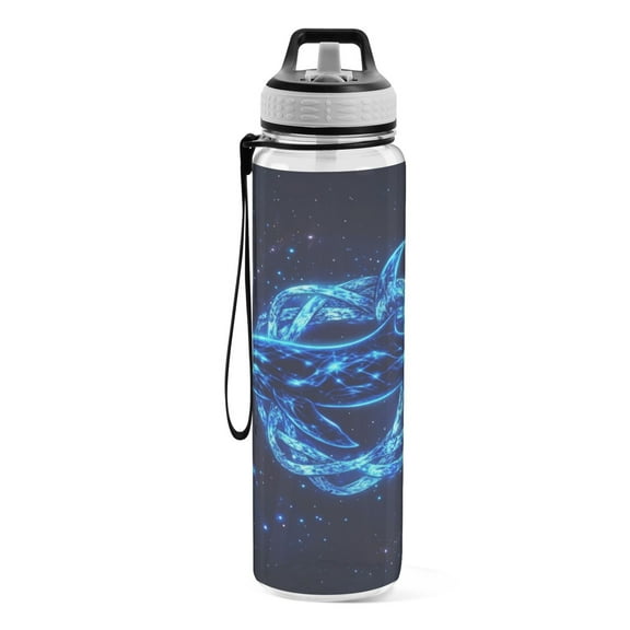 Motivational Water Bottle 32 oz with Straw, BPA Free Reusable Fitness Sport Bottle Perfect for Travel, School, Outdoors, and Gym An Orca