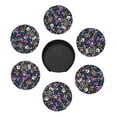 thumbnail image 2 of LNWH Non-Slip Decorative Drink Coasters, Festival Skeletons Colourful Flowers Pattern Drink Mats with Holder, 6Pcs, 2 of 8