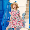 thumbnail image 6 of FORMRS Girls Short Sleeve Dress Summer Casual Round Neck A-line Beach Sundress, Sizes 2T-8T, Pink Tropical Pattern, 6 of 8