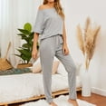 thumbnail image 4 of Women's Plus Size Pajama Set 2 Piece Cotton Lounge Set Short Sleeve Pants Set Soft Pjs Fall Sleepwear Summer Comfy Grey 4X-Large, 4 of 5