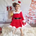 thumbnail image 5 of nipocaio Nouvelle Robe de Noël en Polaire pour Filles Manches Longues Étoile Maille Robe pour Enfants Nœud Princesse (Grande - Convient pour 4-5 Ans), 5 of 5