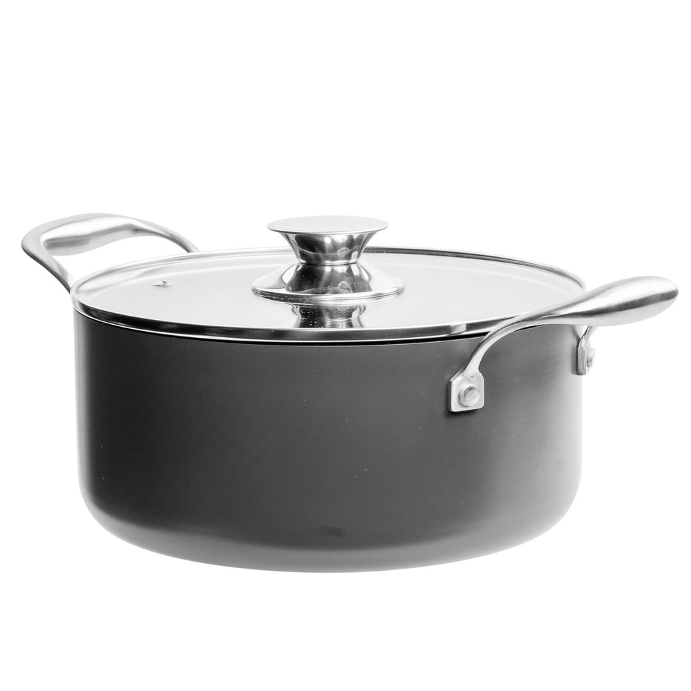 Hard Anodized Aluminum 5 QT Casserole With Glass Lid Black Non Stick
