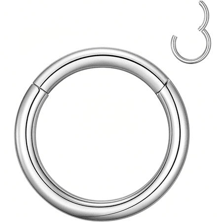 DESIGNICE 2G 4G 6G 8G 10G 12G Clicker Rings 316L Surgical Steel Hinged Segment Hoop for Septum and Cartilage Earlobe Piercings,Diameter 10Mm 12Mm 14Mm
