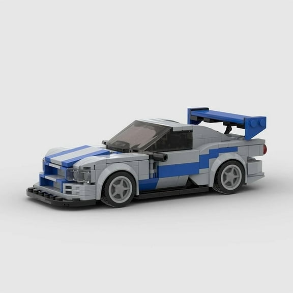 BRICK Nissan Skyline GTR R34, Speed Champions Fast and Furious compatible with LEGO Car Toy Model Building - 332 Pieces