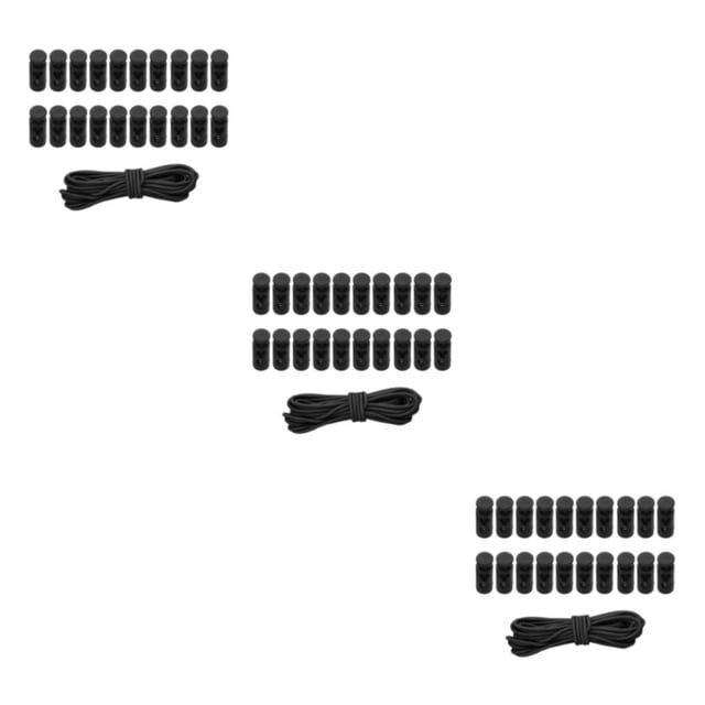 Justharion 20pcs Plastic Cord Locks End Spring Loaded Slider + Bungee Cord Style Black Style 2 3Set