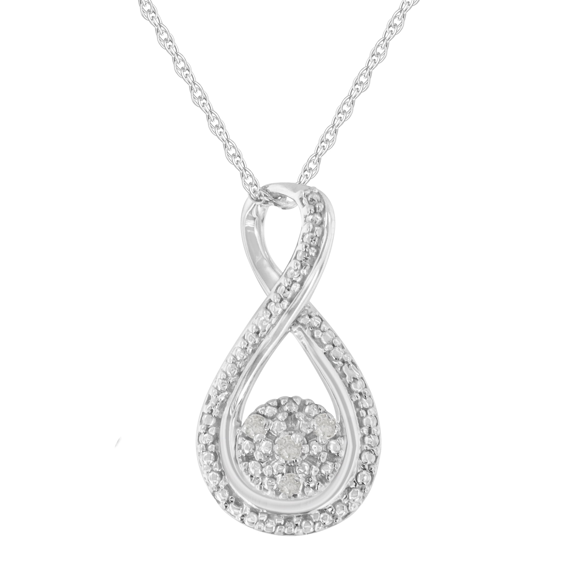 2 Colors Mother’s Day Silver Diamond Accent Infinity Necklace 
