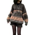 thumbnail image 3 of Douhoow Women Argyle Striped Sweater Vintage Preppy Style Knitted Pullover Loose Knitwear, 3 of 9