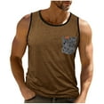 thumbnail image 3 of VBTAPA Mens Graphic Tank Tops Sleeveless Muscle Pocket T Shirt Summer Casual Workout Shirts Brown L, 3 of 7