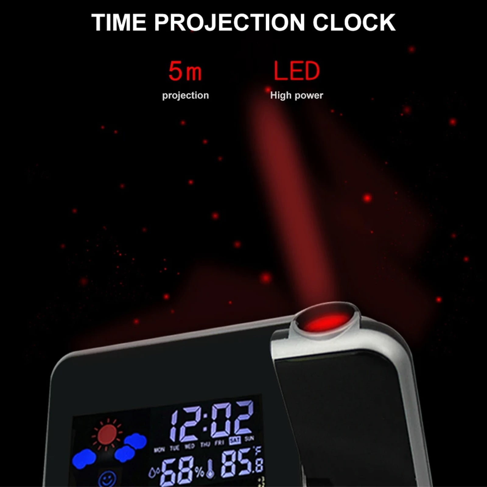 Digital Projection Alarm Clock Weather Station with Temperature Thermometer Humidity Hygrometer/Bedside Wake Up Projector Clock ,Excellent Visual Experience