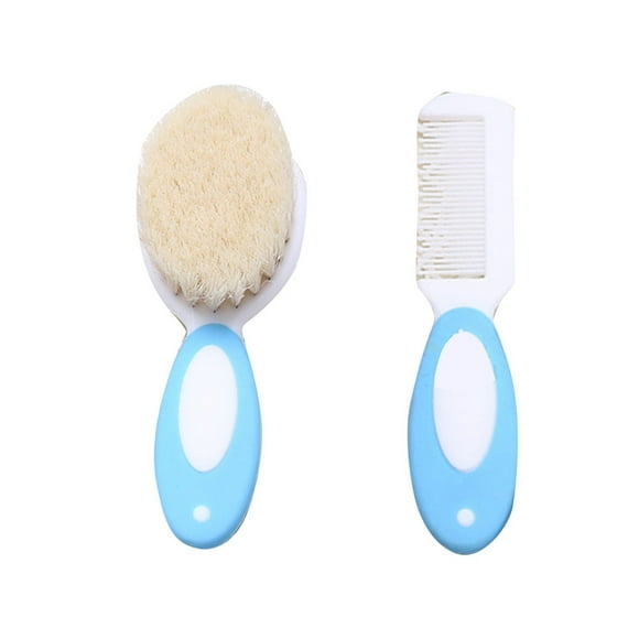juguse Ensemble de 2 Pcs Brosse pour Nouveau-Né Adorable Peigne Doux pour Bébé Masseur de Tête et de Cuir Chevelu Outil Soins Capillaires pour Enfants Brosse Peigne pour Bébé Bleu