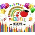 thumbnail image 4 of SUNOLIFE Preschool Graduate Backdrops Banner Kindergarten Graduation Class of Ceremony Background for School Prom Party Decorations 5x3ft, 4 of 4