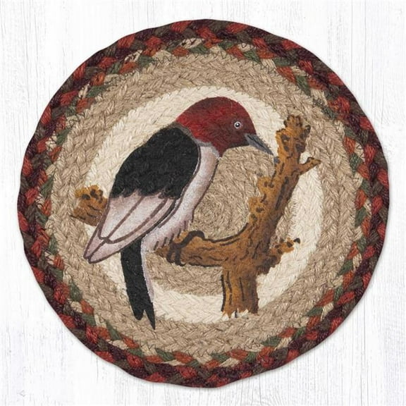 Earth Rug 80-417W 10 x 10 in. MSPR-417 Woodpecker Printed Braided Round Trivet, Multi Color
