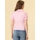 thumbnail image 4 of INSPIRE CHIC Blusa de algodón con manga farol y cuello Peter Pan para mujer Rosa S, 4 of 5
