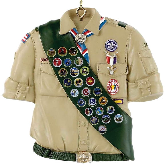 Kurt Adler Boy Scouts Of America Shirt With Sash Ornament, 4.1 x 1.6 x 4.3 inches, Tan