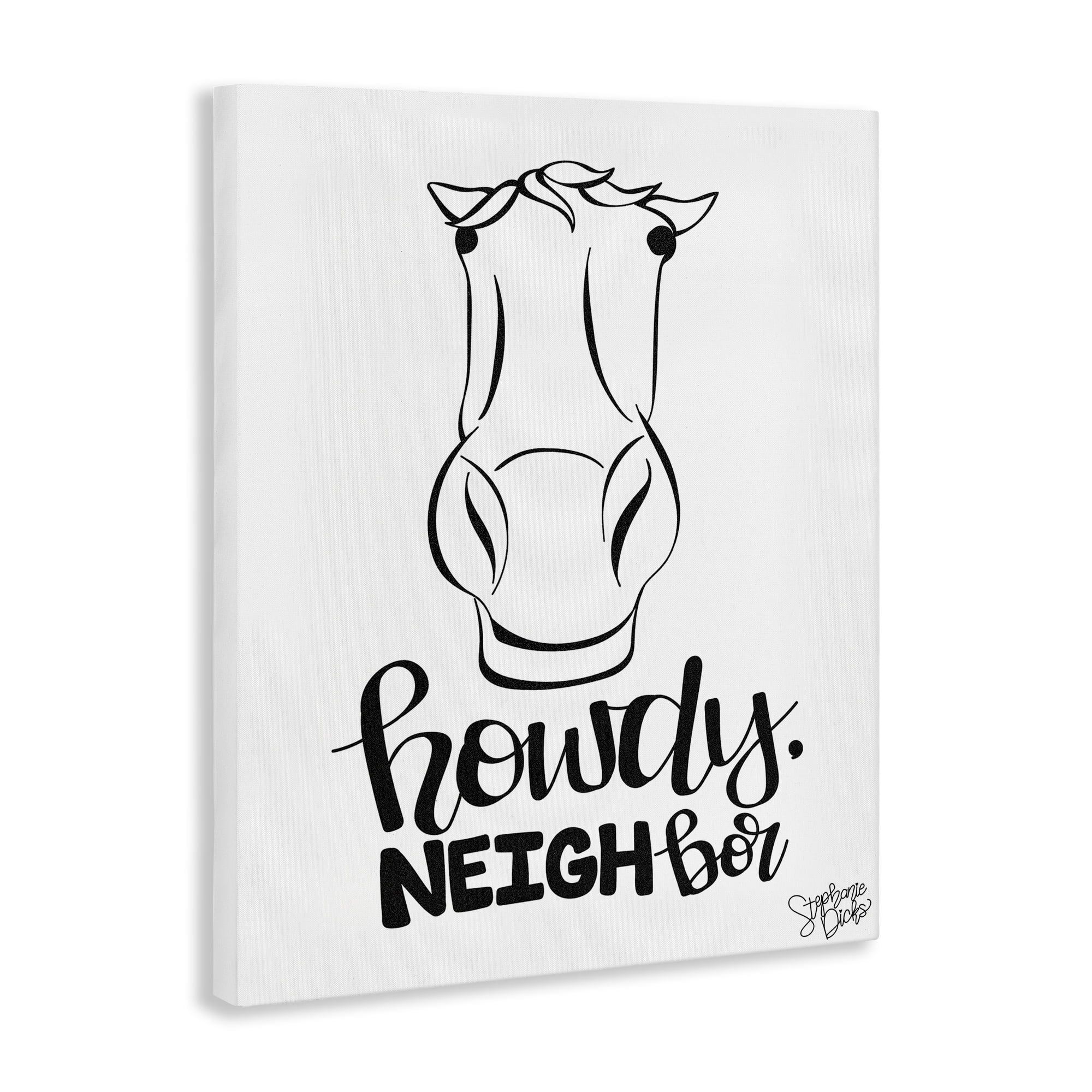 Stupell Industries Howdy Neighbor with Horse Animals Painting Wrapped Canvas Art Print Wall Art, 36 x 48