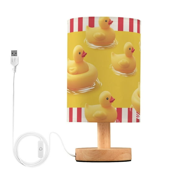 Red Stripes Yellow Rubber Duck Swim Table Lamp with USB Port LED Warm Light Lamp Night Light Home Decor