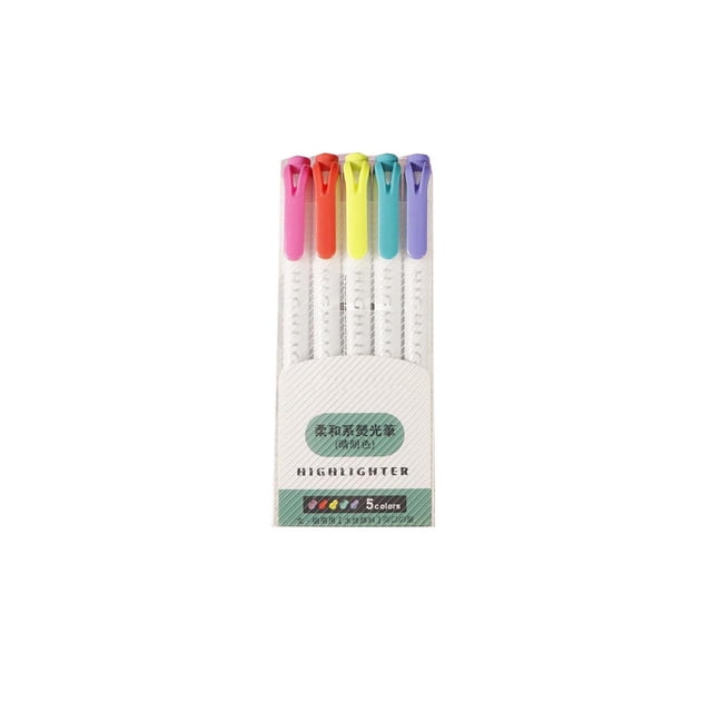 Usloyux Back to Study Double-Ended Highlighter Pens, 5-Color Non-Bleed Markers for Study, Chisel and Fine Tip Highlighters for Note Taking, Bible Journaling, and Office Supplies, 10ml Long-Lasting