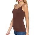 thumbnail image 3 of Juniors Solid Plain Adjustable Spaghetti Strap Layering Cropped Camisole Tank Top (Sepia, S), 3 of 4
