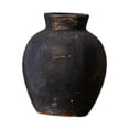 thumbnail image 2 of deevoka Rustic Ceramic Vase Wabi Bud Vase Desktop Display Farmhouse Flower Vase Black 12.7x12.7x15cm, 2 of 9