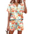thumbnail image 1 of Conjunto de pantalones cortos AKEWEI de 2 piezas para mujer con cuello en V y pantalones cortos de verano, 1 of 6