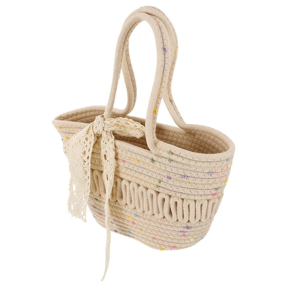 SEWCHICS Single Shoulder Bag Women Beach Tote Handbag White Cloth 1Pack