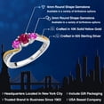 thumbnail image 2 of Gem Stone King 925 Silver and 10K Yellow Gold Red Created Ruby Pink Sapphire and White Lab Grown Diamond 3 Stone Engagement Ring for Women (0.54 Cttw, July Birthstone, Size 6), 2 of 3