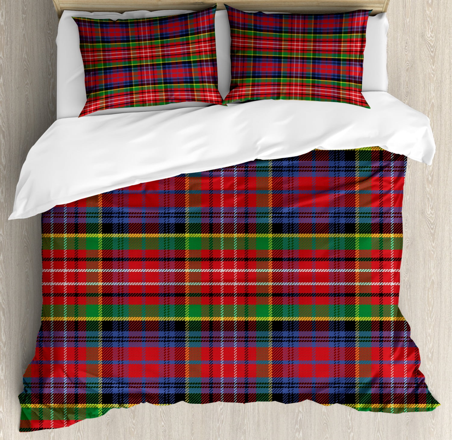 Plaid Duvet Cover Set Caledonia Scottish Traditional Pattern