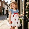 thumbnail image 6 of FRSASU Girl's Vintage Cute Strawberry Embroidered Summer Dress Ruffle Cap Sleeve Bow A-Line Layered Mesh Birthday Party Dresses White-A, 6 of 8