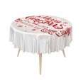 thumbnail image 4 of Duangreer White Merry Christmas 60''Round Tablecloth, Red Ribbon Heart Print, Washable Picnic Table Cover for Family Party Dining Indoor and Outdoor, 4 of 6