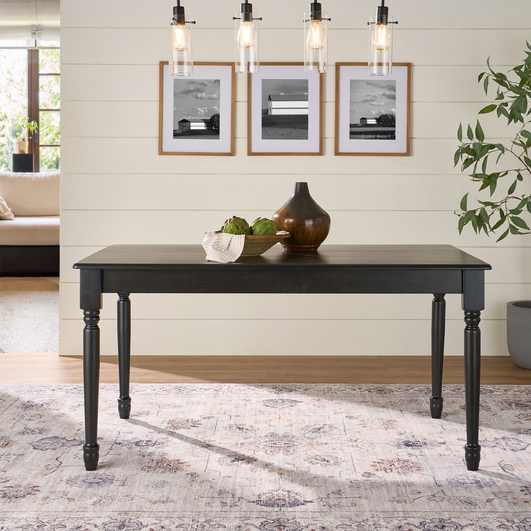 Better Homes and Gardens Autumn Lane Farmhouse Dining Table, Black