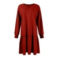 thumbnail image 4 of Robe Chandail à Manches Longues Automne 2025 pour Femmes Col Rond Patchwork Côtelé Robe Décontractée Mini Robes, 4 of 5