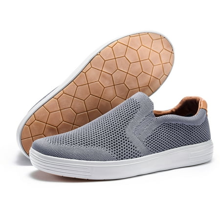 

Konhill Men s Slip On Casual Mesh Flat Walking Shoes Deep Gary US11
