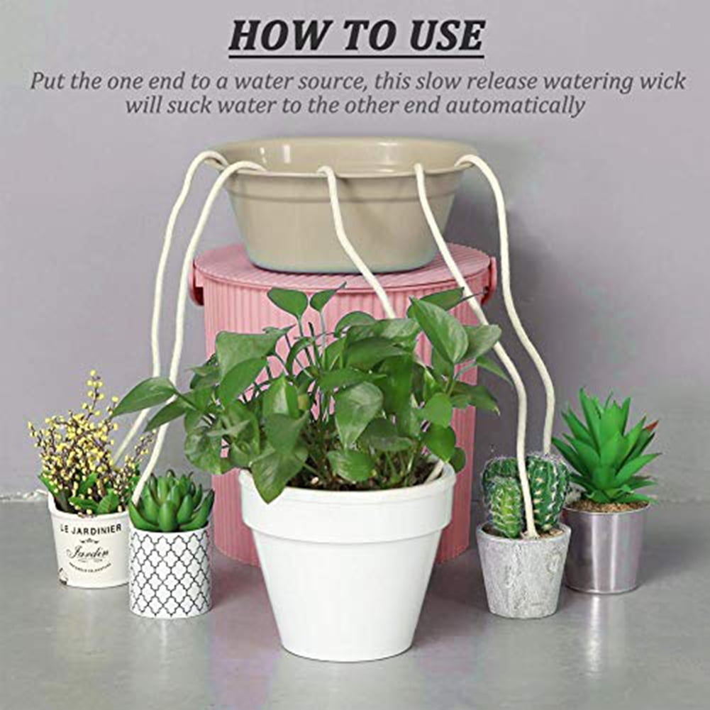 Flmtop 5Pcs Self Watering Cotton Core Rope DIY Planter Pot Irrigation