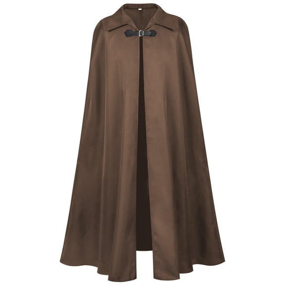 Long Cape Cloak for Men Women Medieval Turn Collar Witch Robes Steampunk Halloween Party Cosplay Outfits