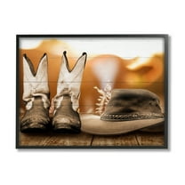 Stupell Industries Rustic Cowboy Boots Beauty & Fashion Painting Black Framed Art Print Wall Art, 14 x 11