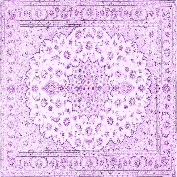 Ahgly Company Indoor Square Medallion Purple Traditional Area Rugs, 3' Square