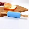 thumbnail image 4 of Mini rodillo, paquete de 2 rodillos con mango de madera para niños, rodillos de silicona antiadherentes para el hogar, cocina, pastel para niños, 9 pulgadas Ormromra SNFLD1412, 4 of 8