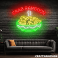 thumbnail image 2 of Craftnamesign Crab Rangoon Neon Sign, Restaurant Wall Art, Food Wall Decor, 2 of 5