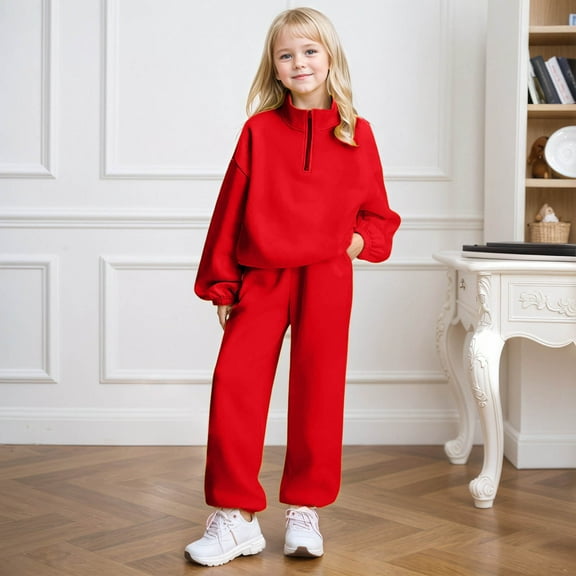 Girls Set Long Sleeve Crewneck Sweatshirt and Sweatpants 2 Piece Winter Clothes Teen Girls Clothes 11-12 Years