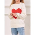 thumbnail image 2 of Kids Heart Print Long Sleeve Knit Sweater Fall Winter Girls Pullover, 2 of 5