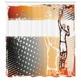 thumbnail image 3 of Ambesonne Sports Shower Curtain, Basketball Doodle Art, 69"Wx75"L, Orange Black, 3 of 5