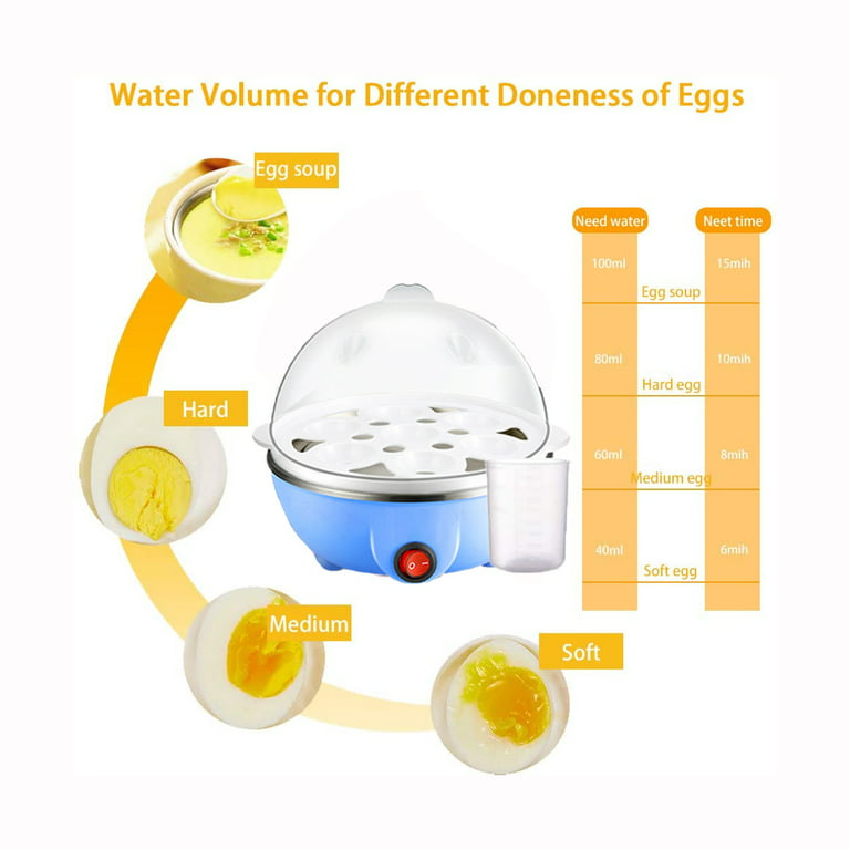 Double Layer Egg Cooker 14 Egg Capacity Hard Boiled Egg Cooker -dry  Electric Egg Boiler with 40mL Measuring Cup Steam Vegetables 